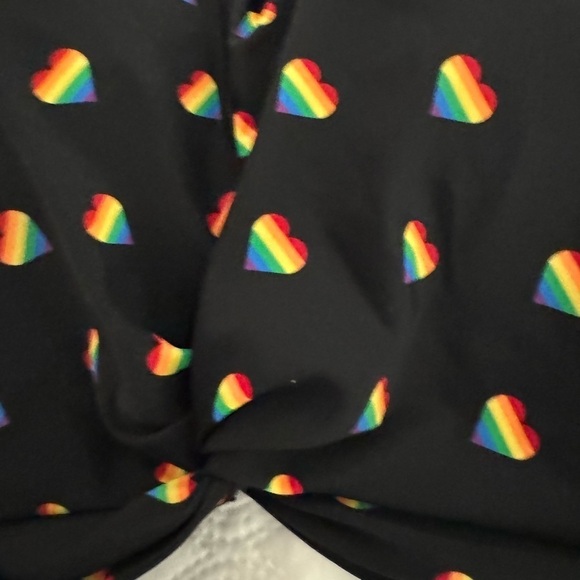 Sirena Brand Black Bikini/Tankini Top with rainbow Hearts High Neck Size 2XL - Picture 4 of 9